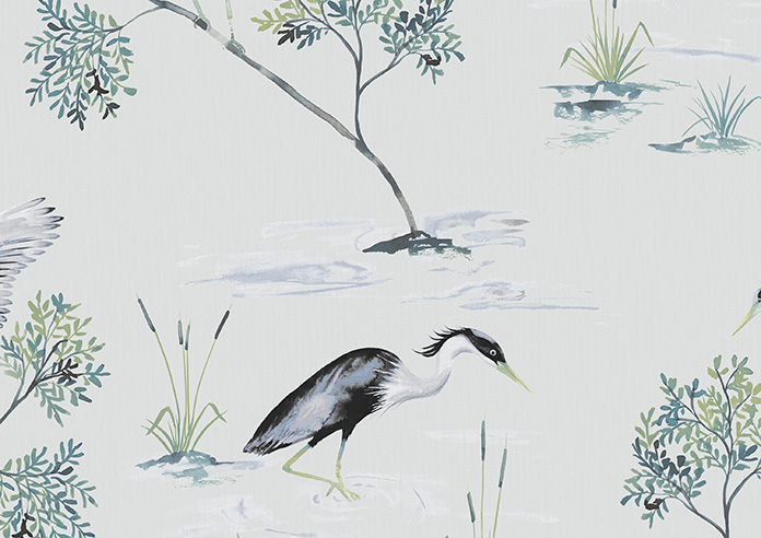 Cranes, River Blue - Twist&Fit Roller Blind - Image 6